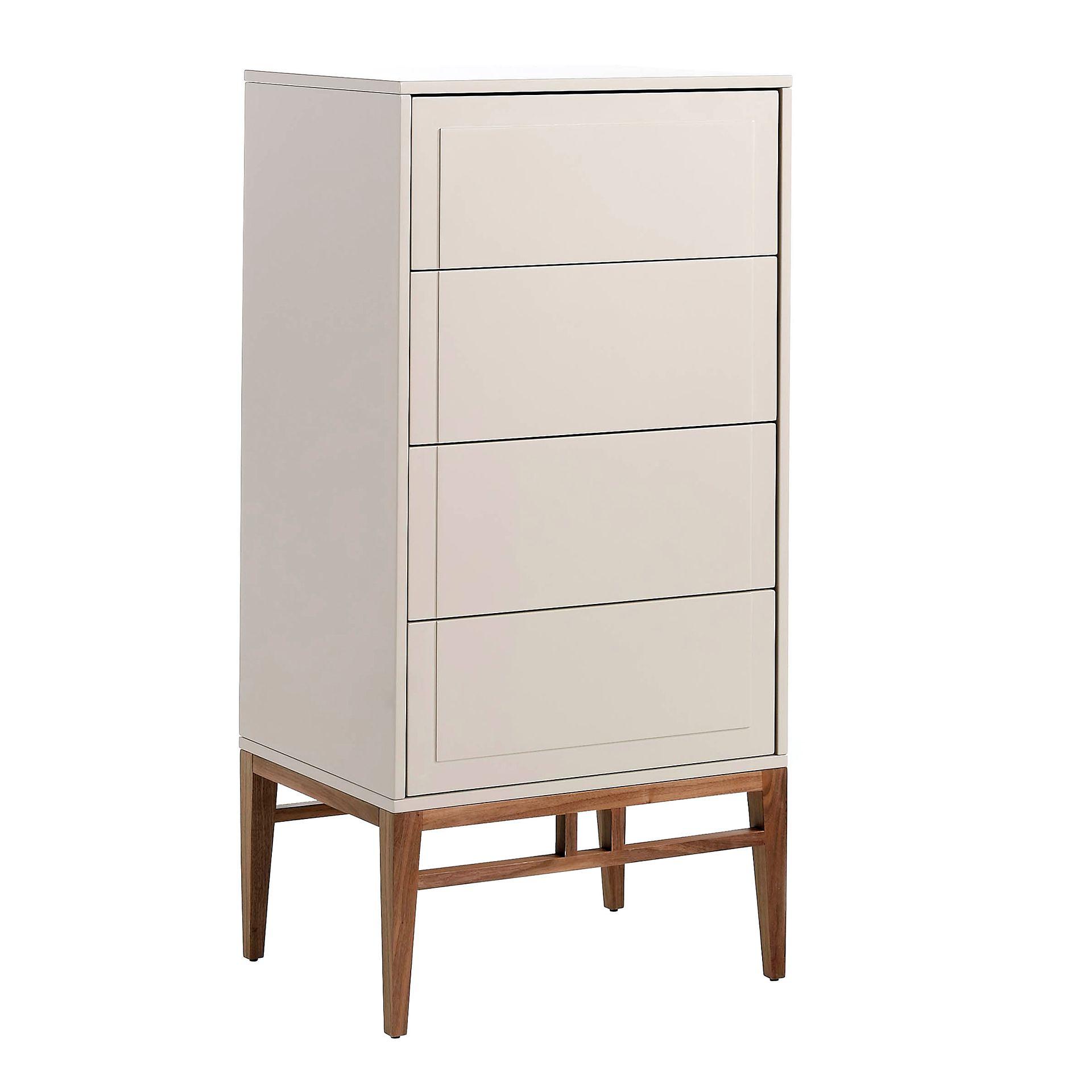 Chiffonier mit 4 Schubladen Walnussfurnier Creme 0