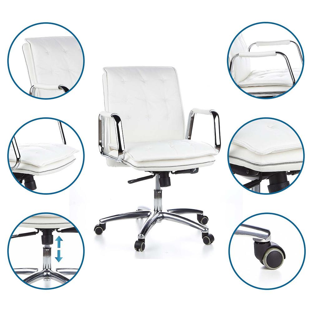 VILLA 10 Bürostuhl Leder Weiß 8
