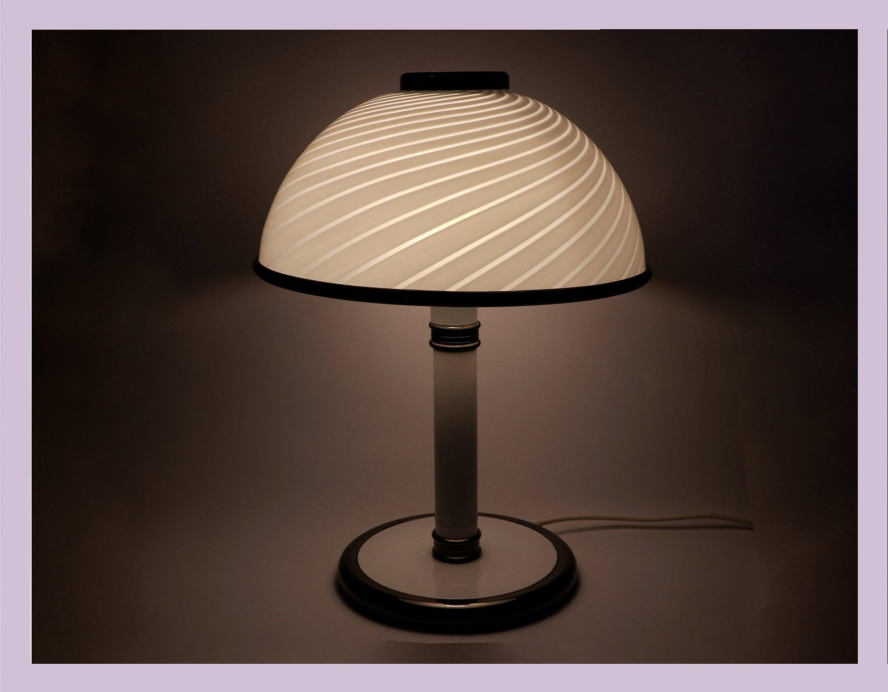 Lampada da tavolo a fungo vintage in vetro di Murano anni '80 8