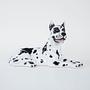 Ceramic Dog Harlequin Figure Black White 1970s 1