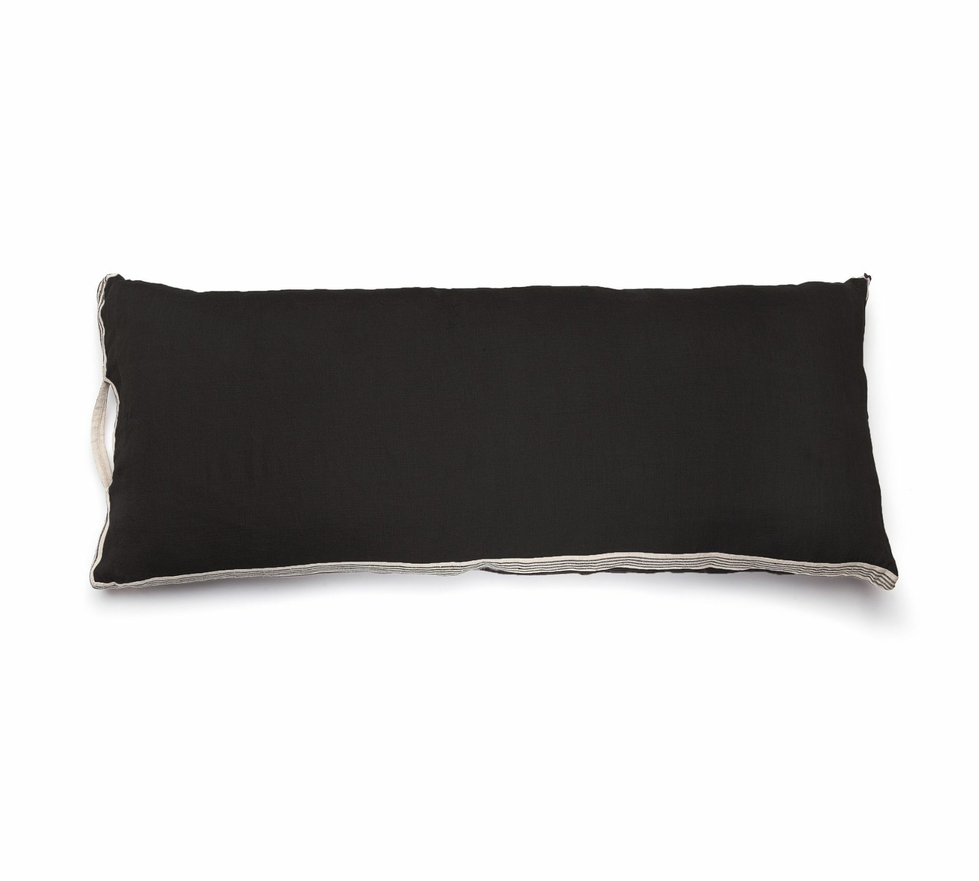 Kissenhülle Naturleinen mit Füllung Schwarz 40 x 100cm 0