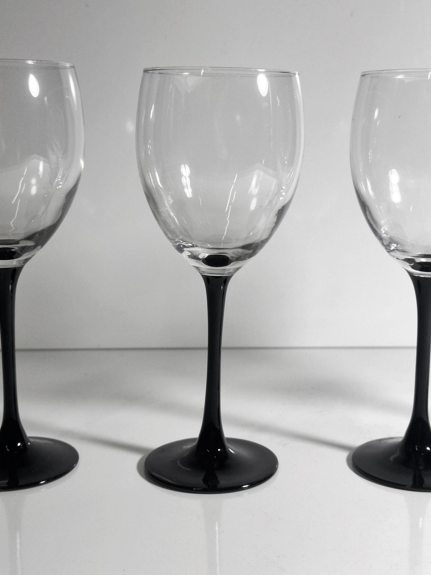 4x Vintage Wine Glass Black 80s 3