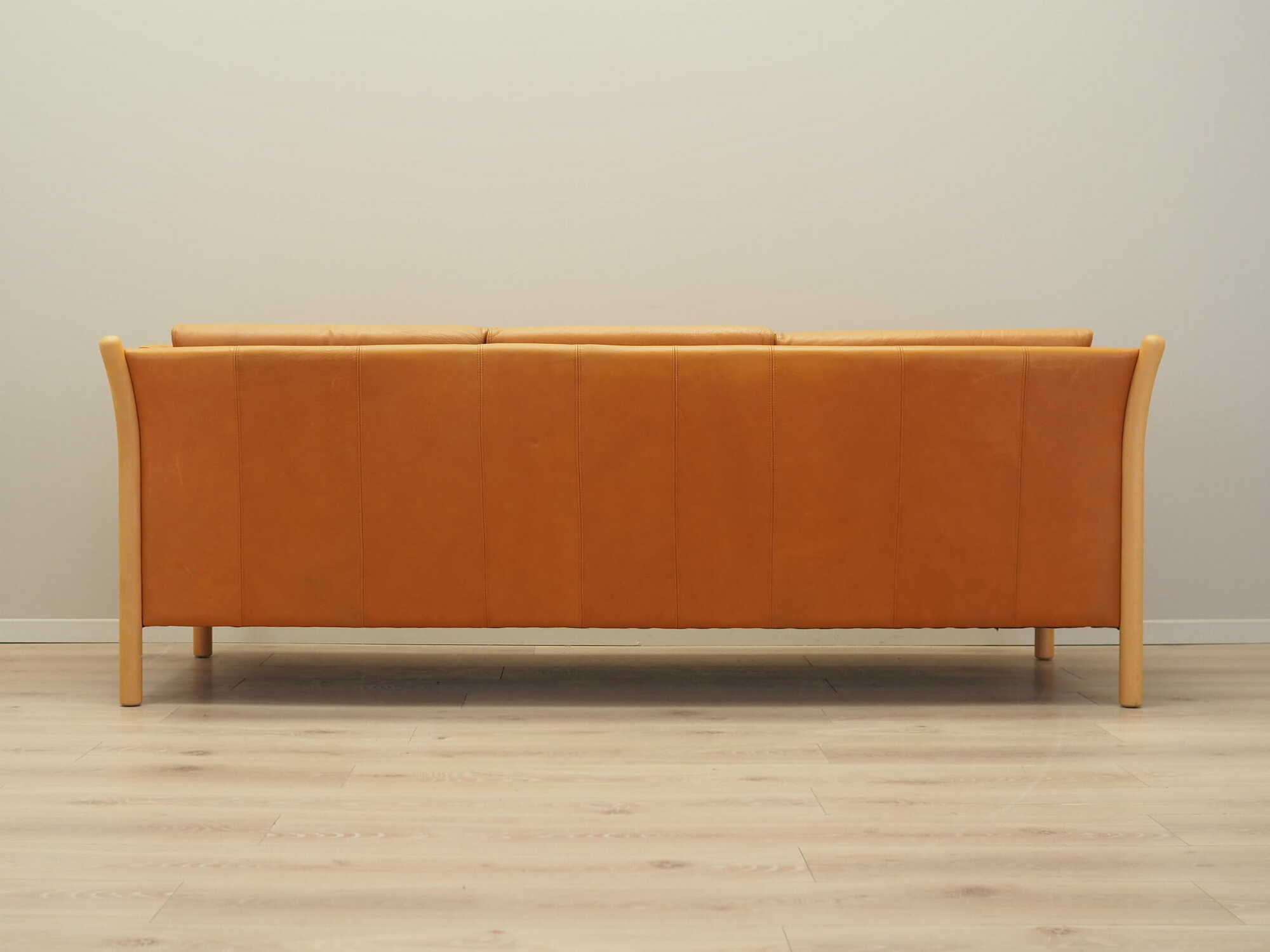 Vintage Sofa 3-Sitzer Leder Orange 1970er Jahre 4