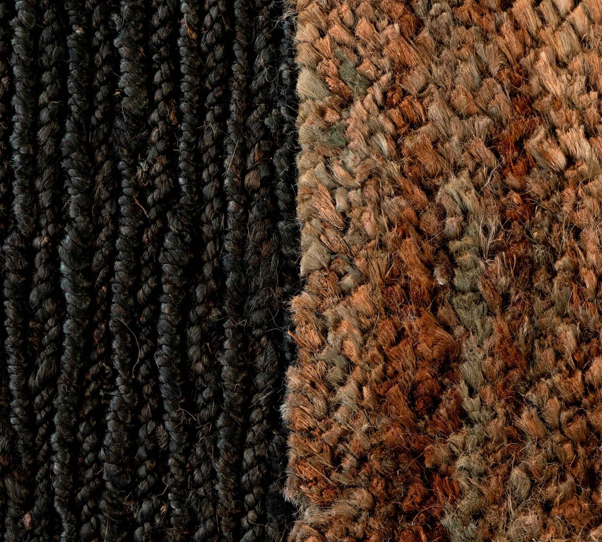 Runder Teppich Baumwolle Hanf Schwarz Beige 120 x 120cm 1