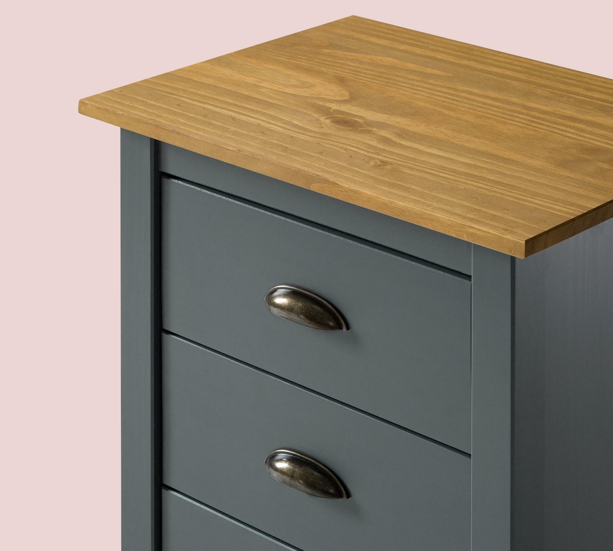 Kommode mit 4 Schubladen Massivholz Anthrazit 4