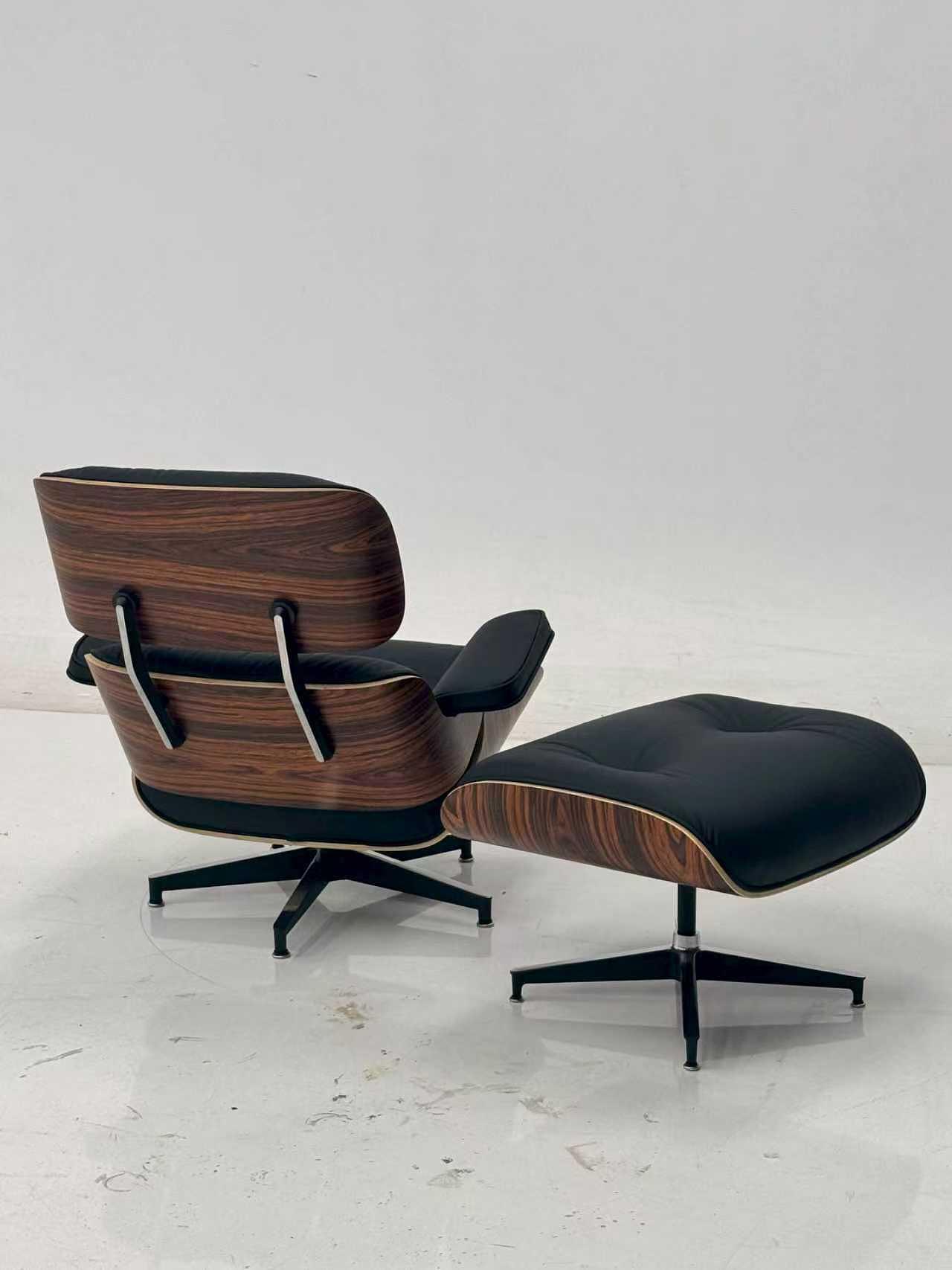 Eames Lounge Chair &amp; Ottoman Leder Holz Schwarz Braun 2