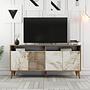 Milan Sideboard Walnut Brown Marble Effect White 160cm 4
