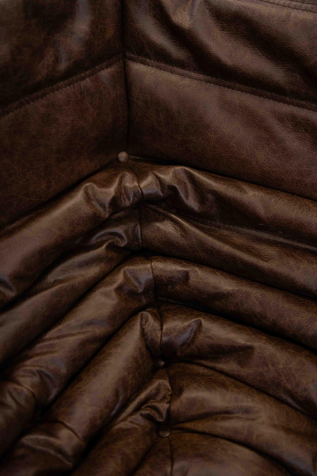 Togo Sofa 2-Sitzer mit Armlehne Pull-Up-Leder Walnussbraun 5