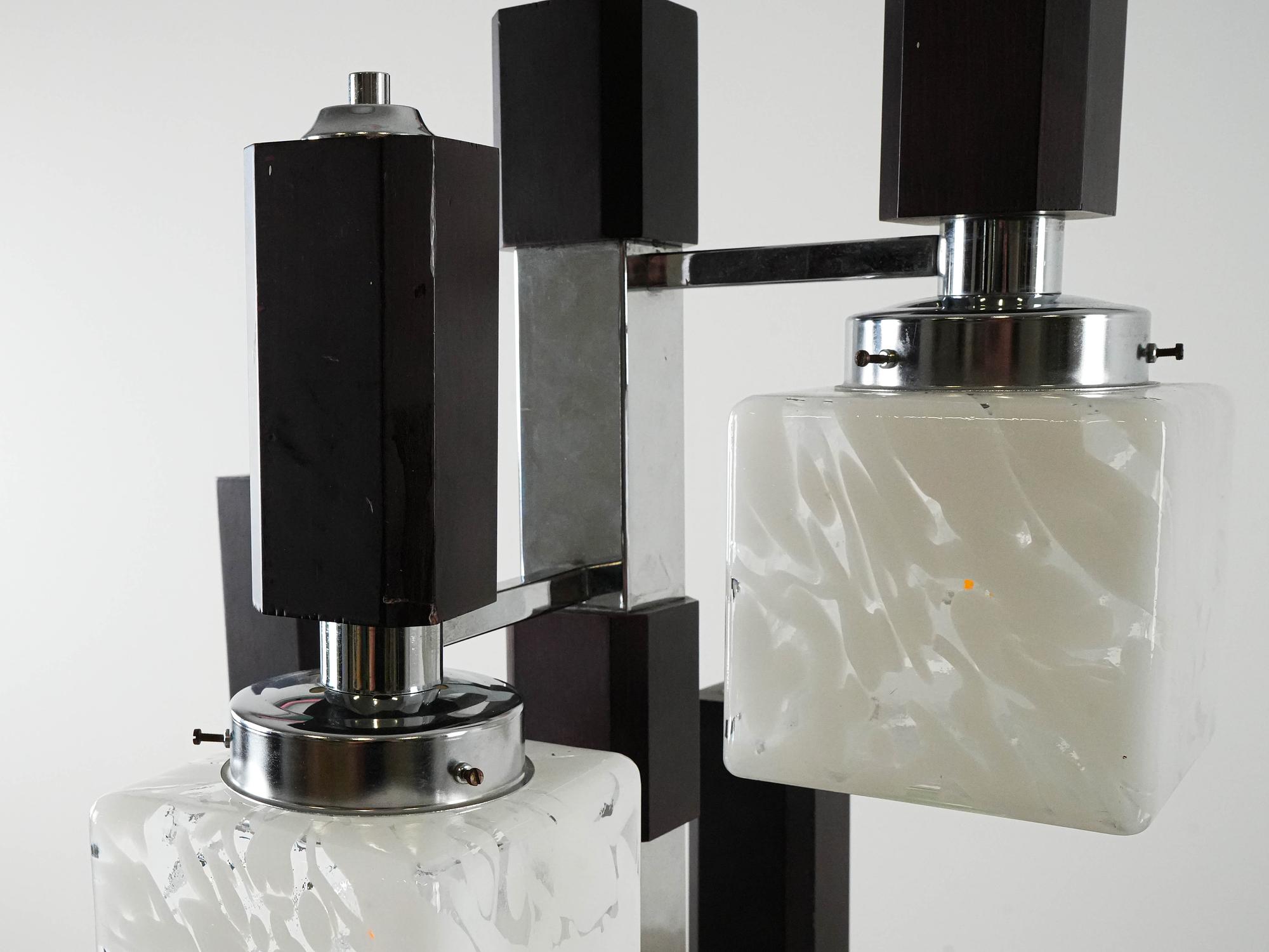 Hanging lamp glass metal 1970s 10