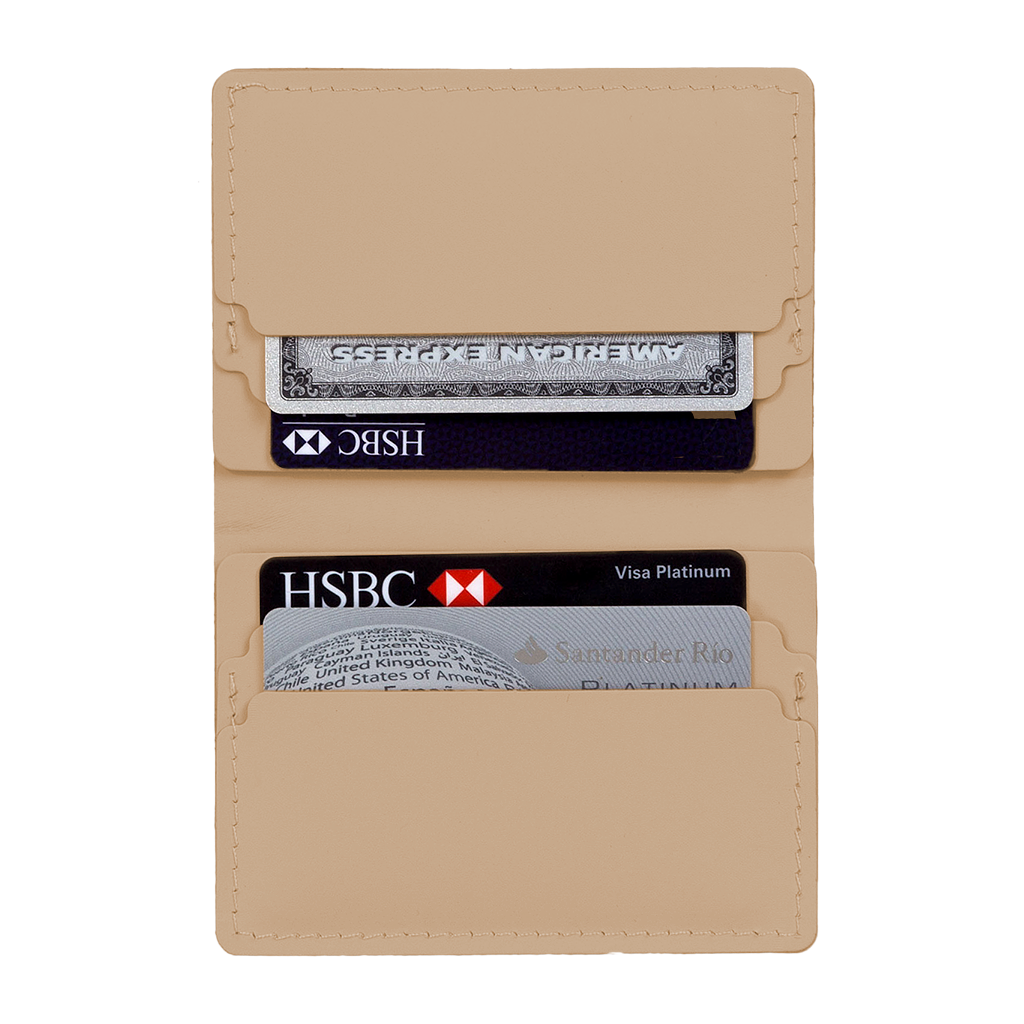 Double Card Holder 100% Recycled Leather Ginger 2