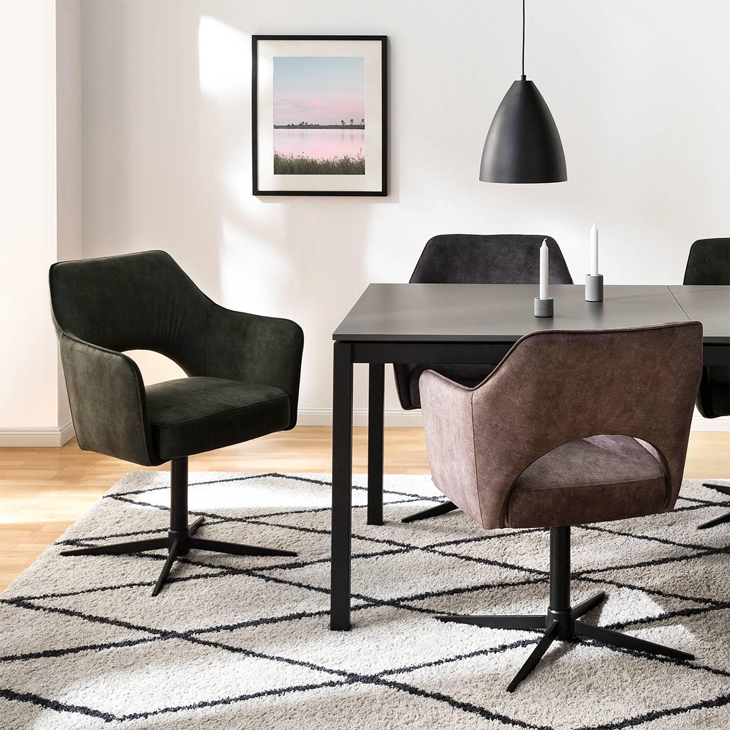 Yellville Typ A Armlehnenstuhl Drehbar Microfaser Olivgrün 2