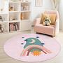 Rainbow and Moon Children's Rug Multicolored Ø120cm 2