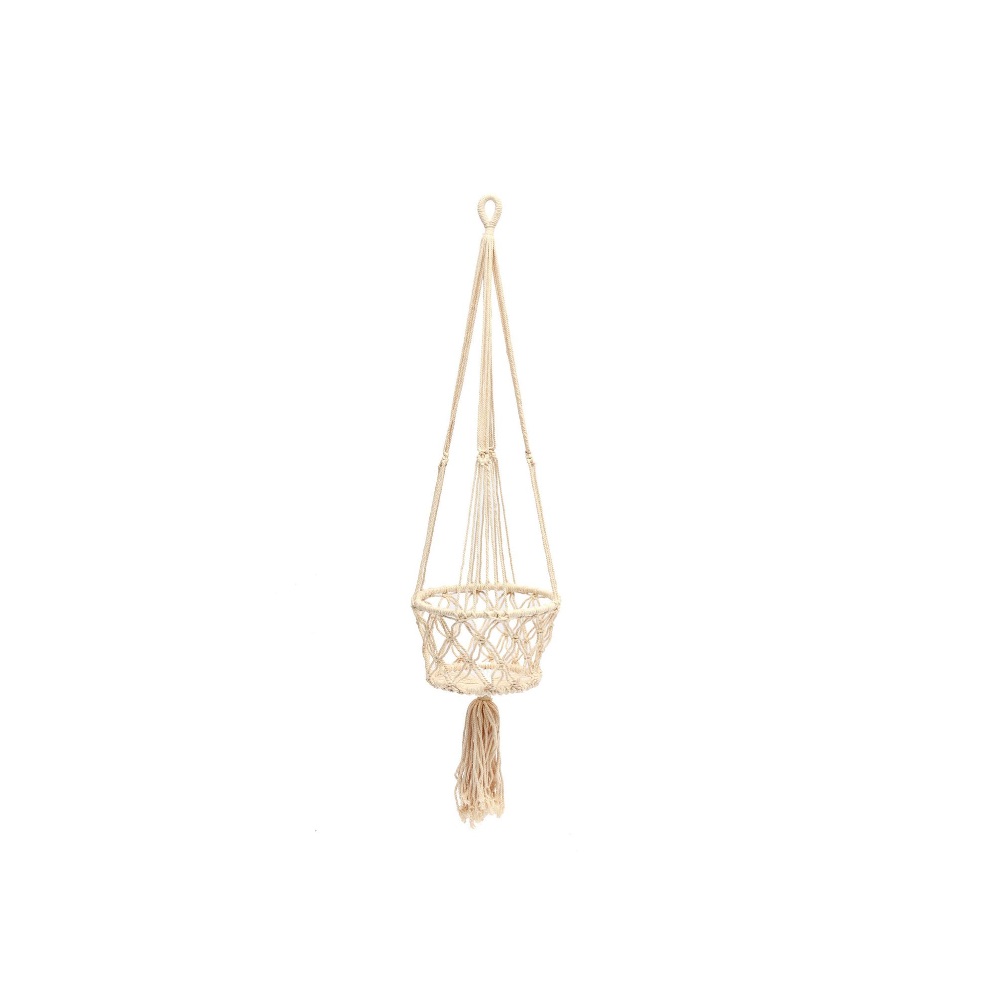Makramee Pflanzenhalter Creme 0
