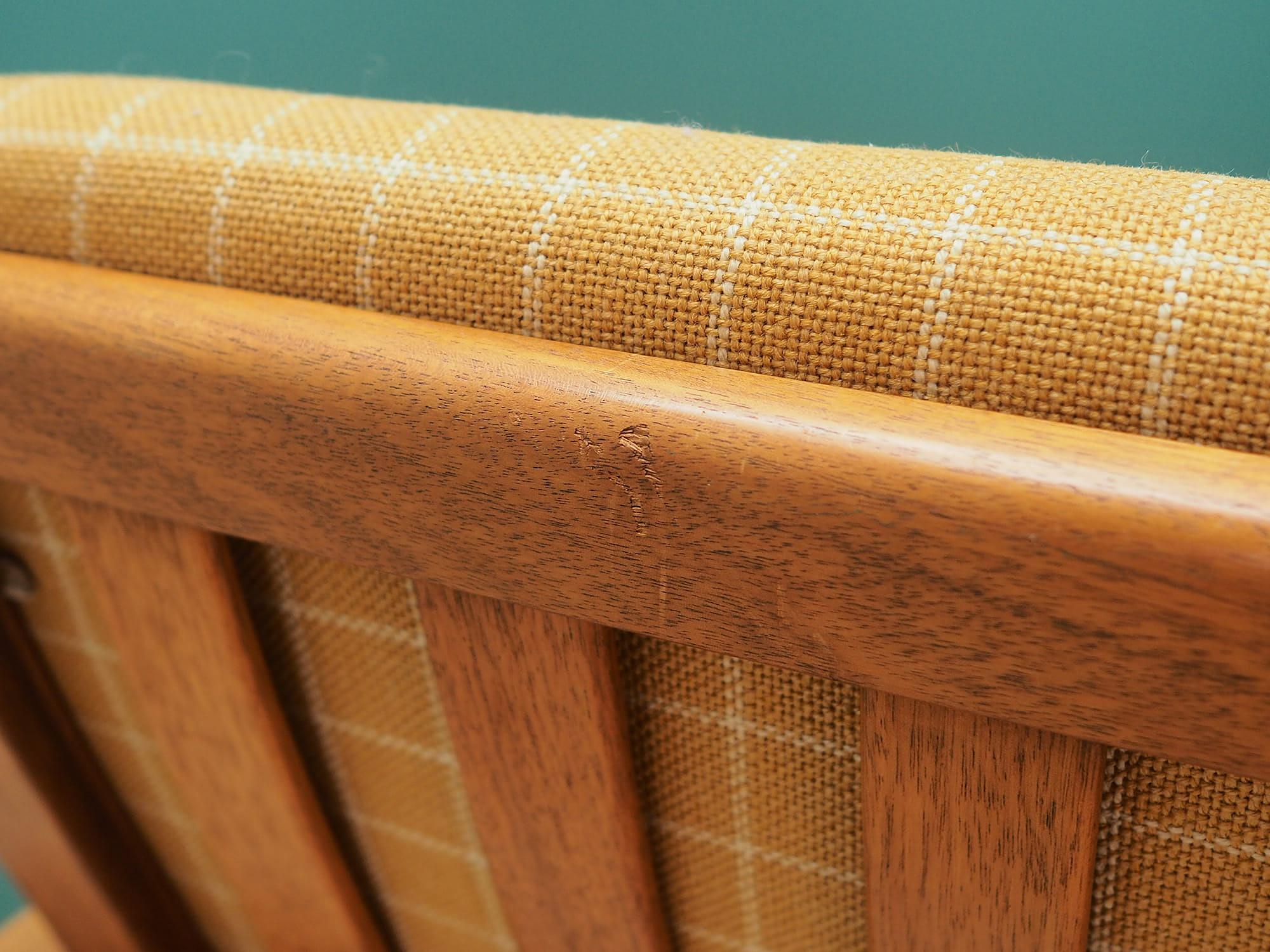 Armchair Teak wood Textile Yellow 1970s 14