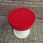 Vintage Hocker Friedrich Stuckenbröker Kunststoff Holz Rot 2