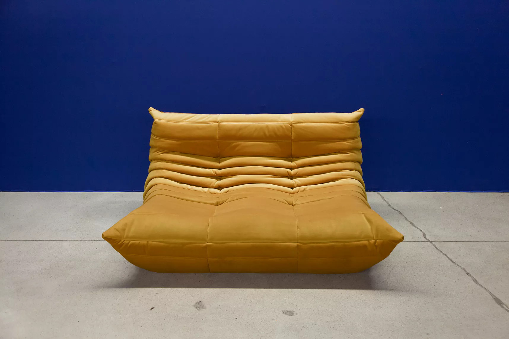 Togo Sofa 2-seater Mustard Yellow Velvet 1
