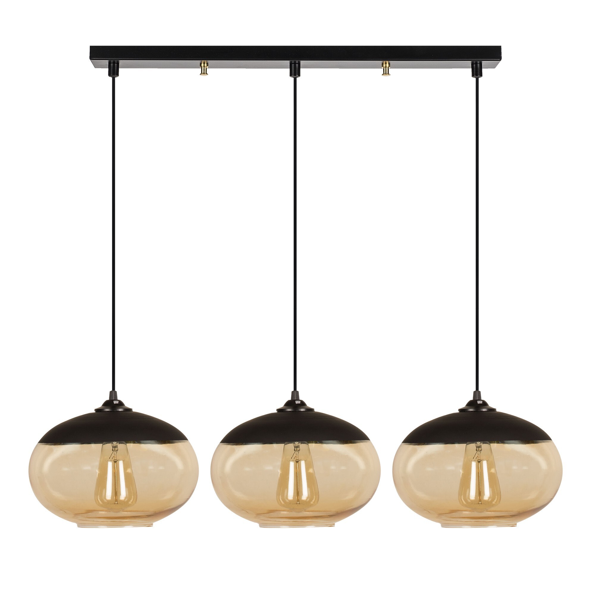 Industrial pendant lamp 3 elements metal honey 2