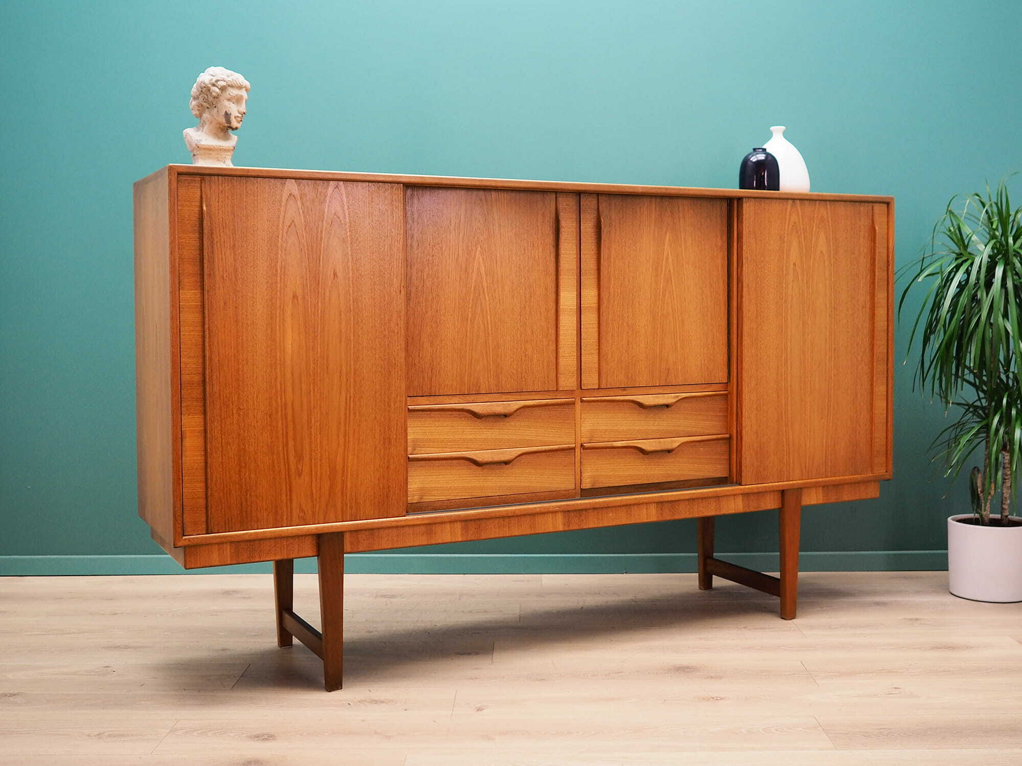 Vintage Highboard Teakholz Braun 1960er Jahre 3