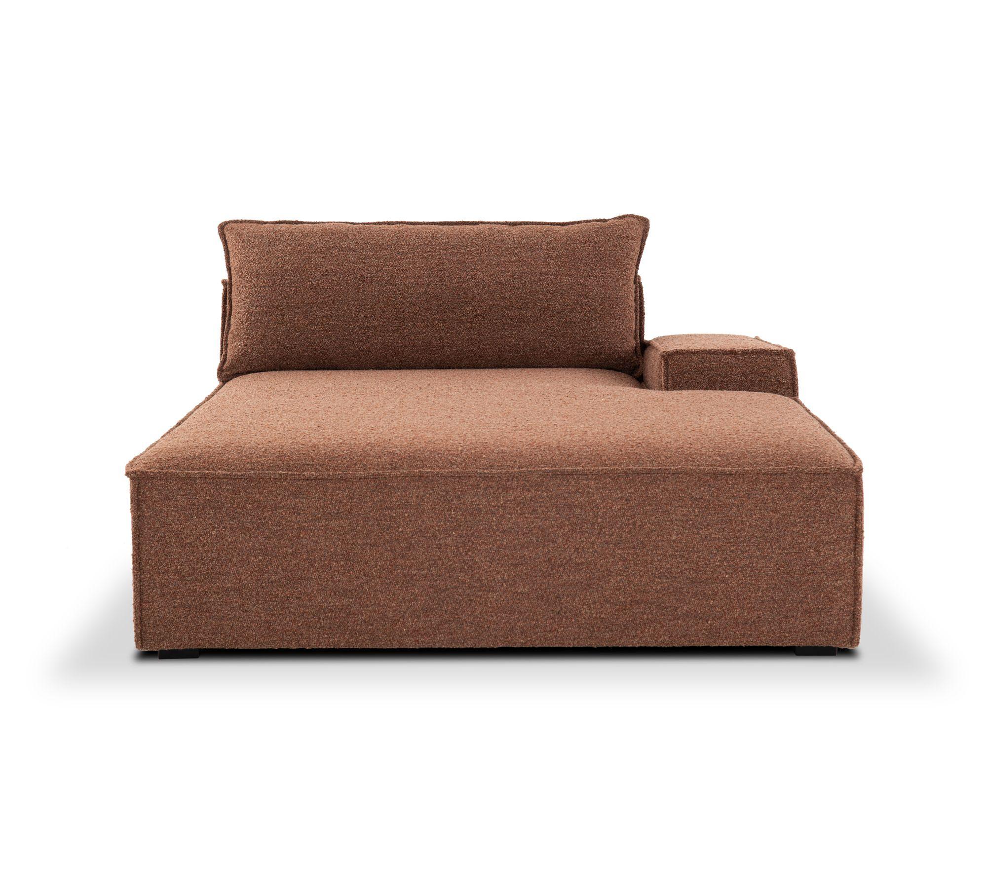 Daphne 1-seater chaise longue Right Pebble Rust 1