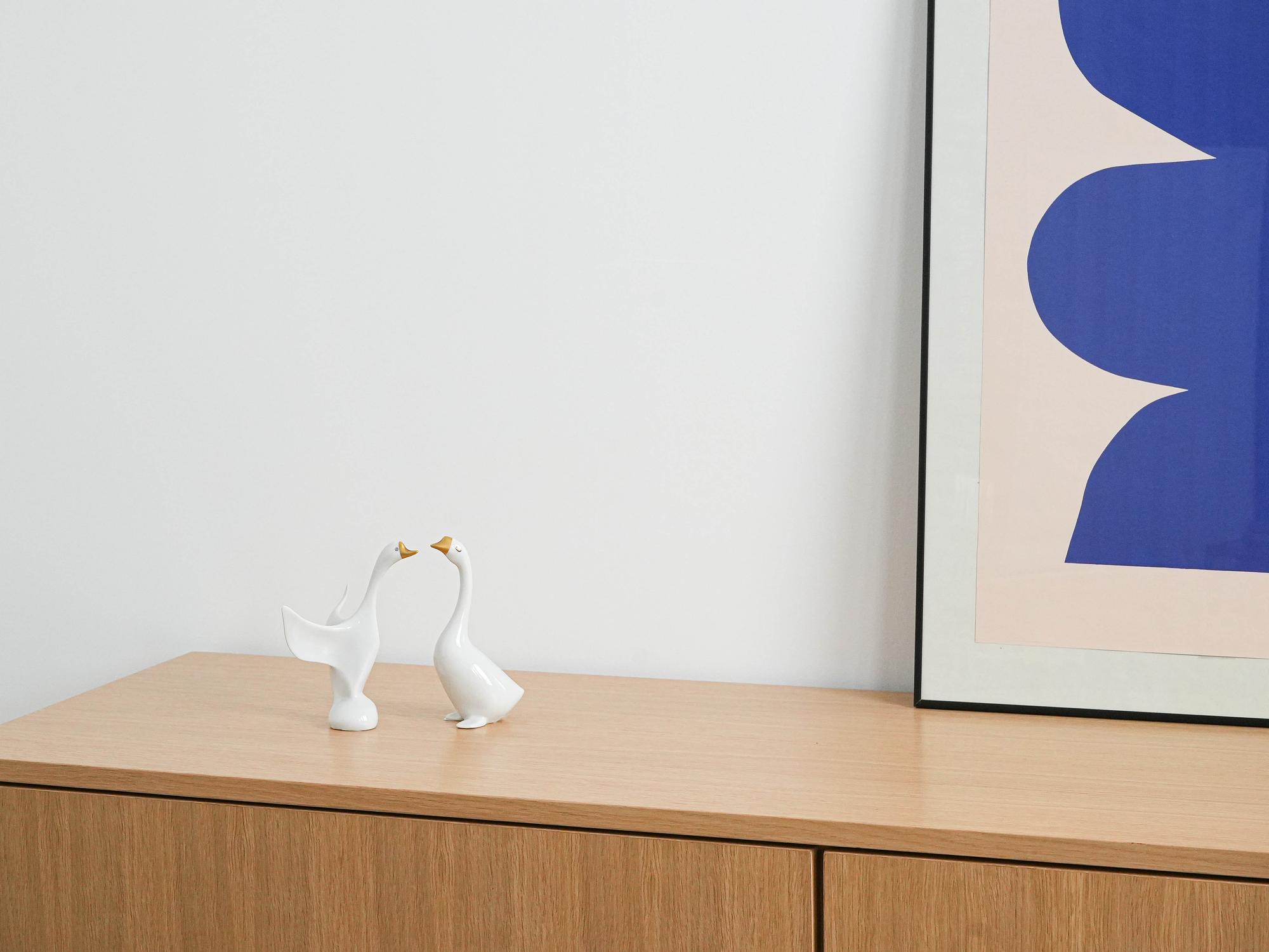 Porzellan-Gans-Figur Weiß 1960er Jahre 1