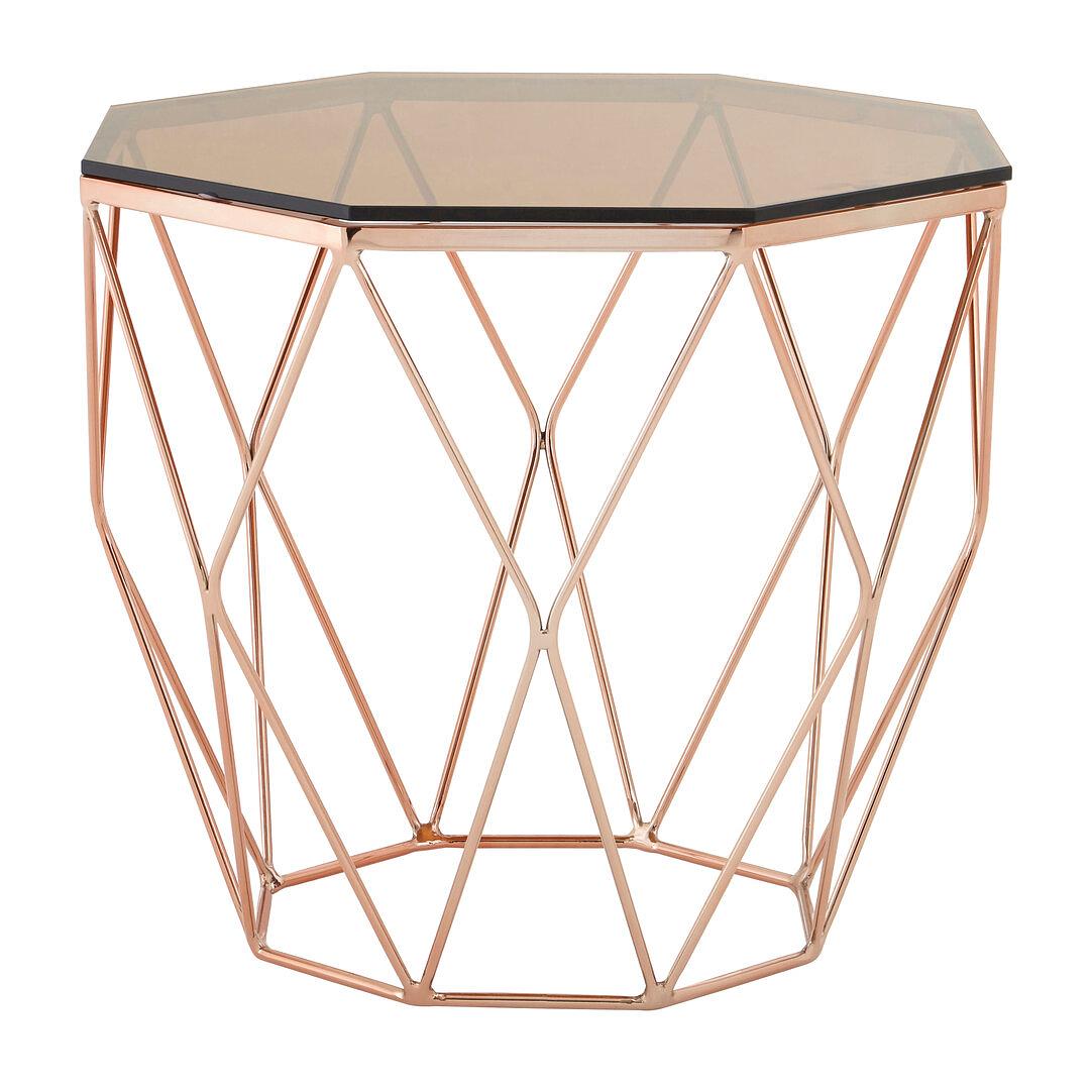 Allure Side Table Glass Metal Rose Gold 0