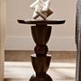 Walsa Circle Column-Detail Side Table Mango Wood Black 2