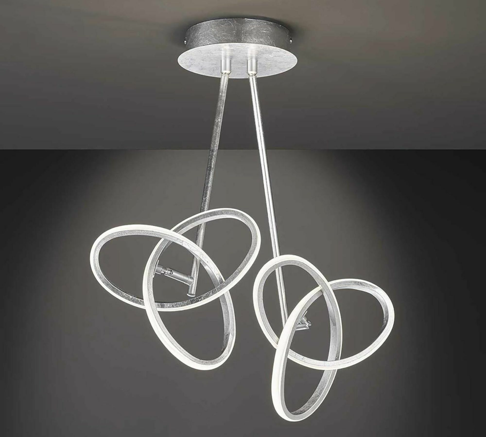 LED Pendelleuchte 2-flammig Kunststoff Eisen Silber 3