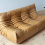 Togo Sofa 3-Sitzer Pull-Up-Leder Kamelbraun 4