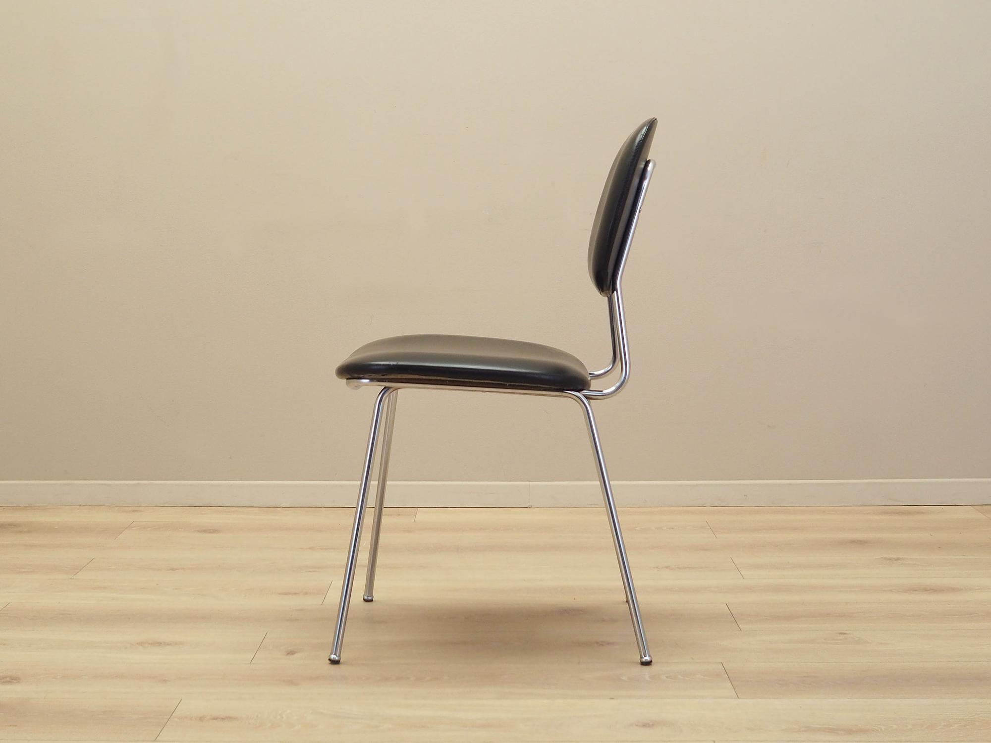 Dining chair faux leather metal 1970s 3