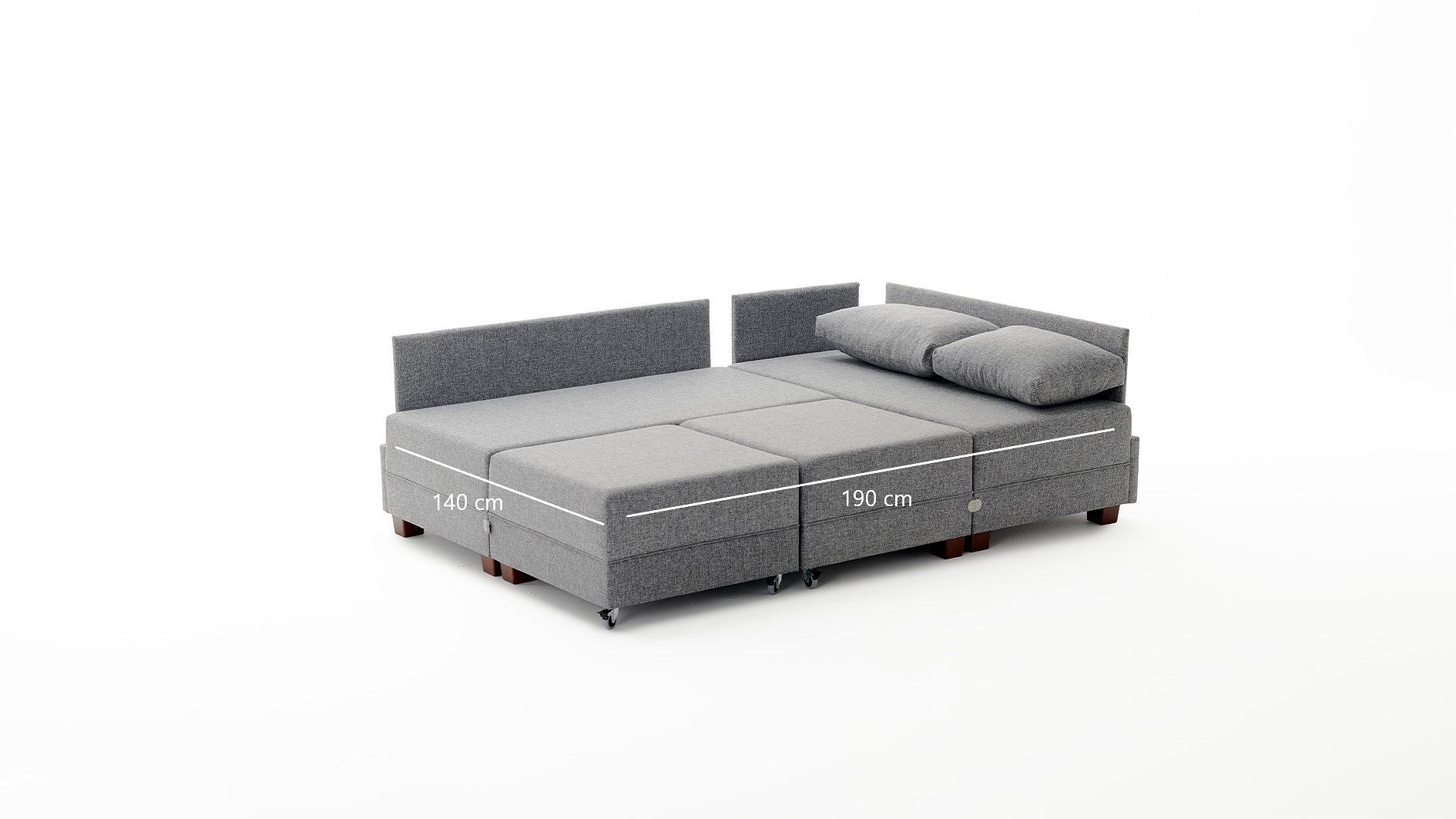 Fly Ecksofa Rechts mit 2 Hockern Braun 9