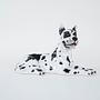 Ceramic Dog Harlequin Figure Black White 1970s 2