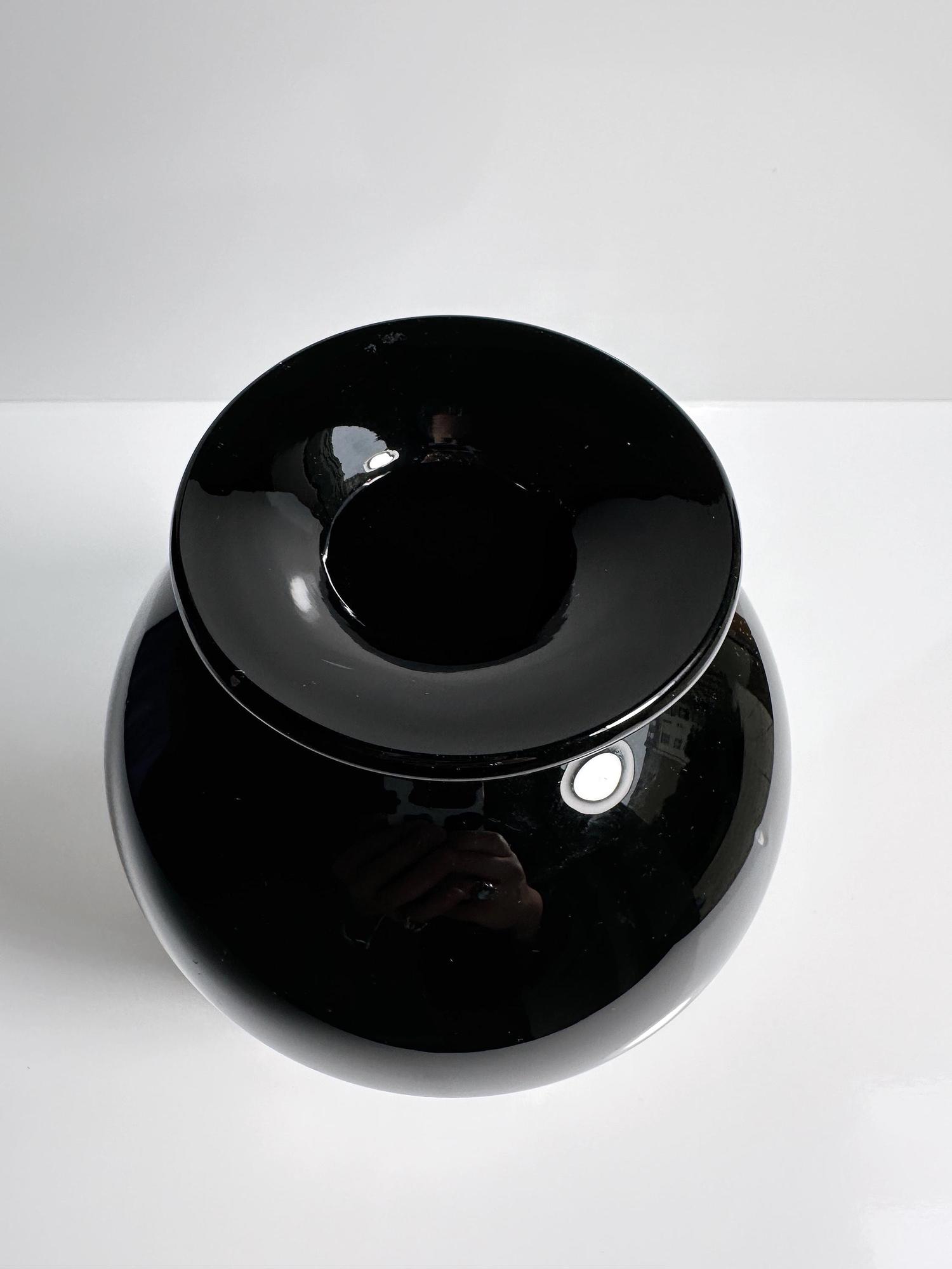 Vintage Vase Muranoglas Black 1950s 9