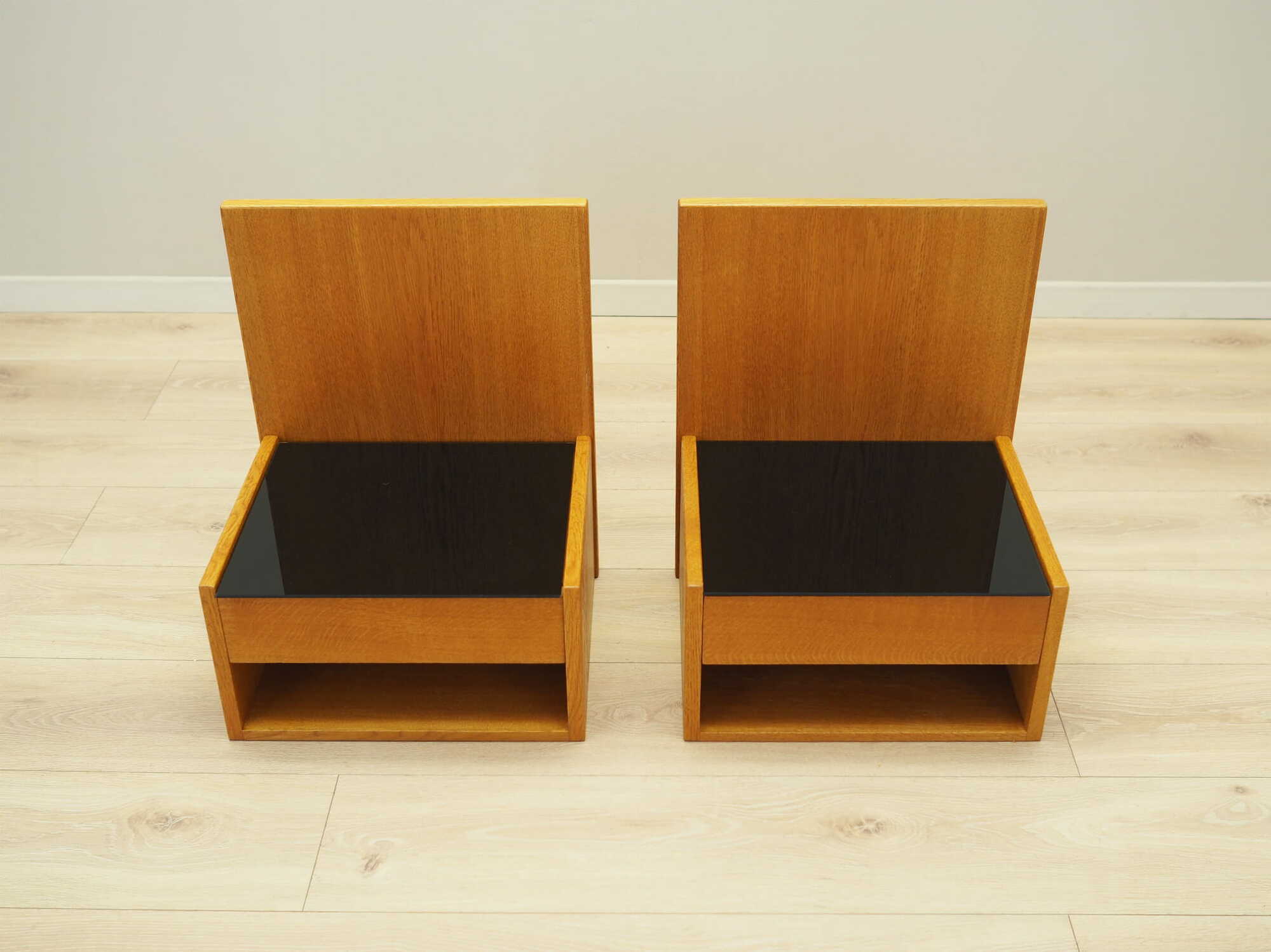 2x Hanging Nightstand Set Wood Brown 1960s 4