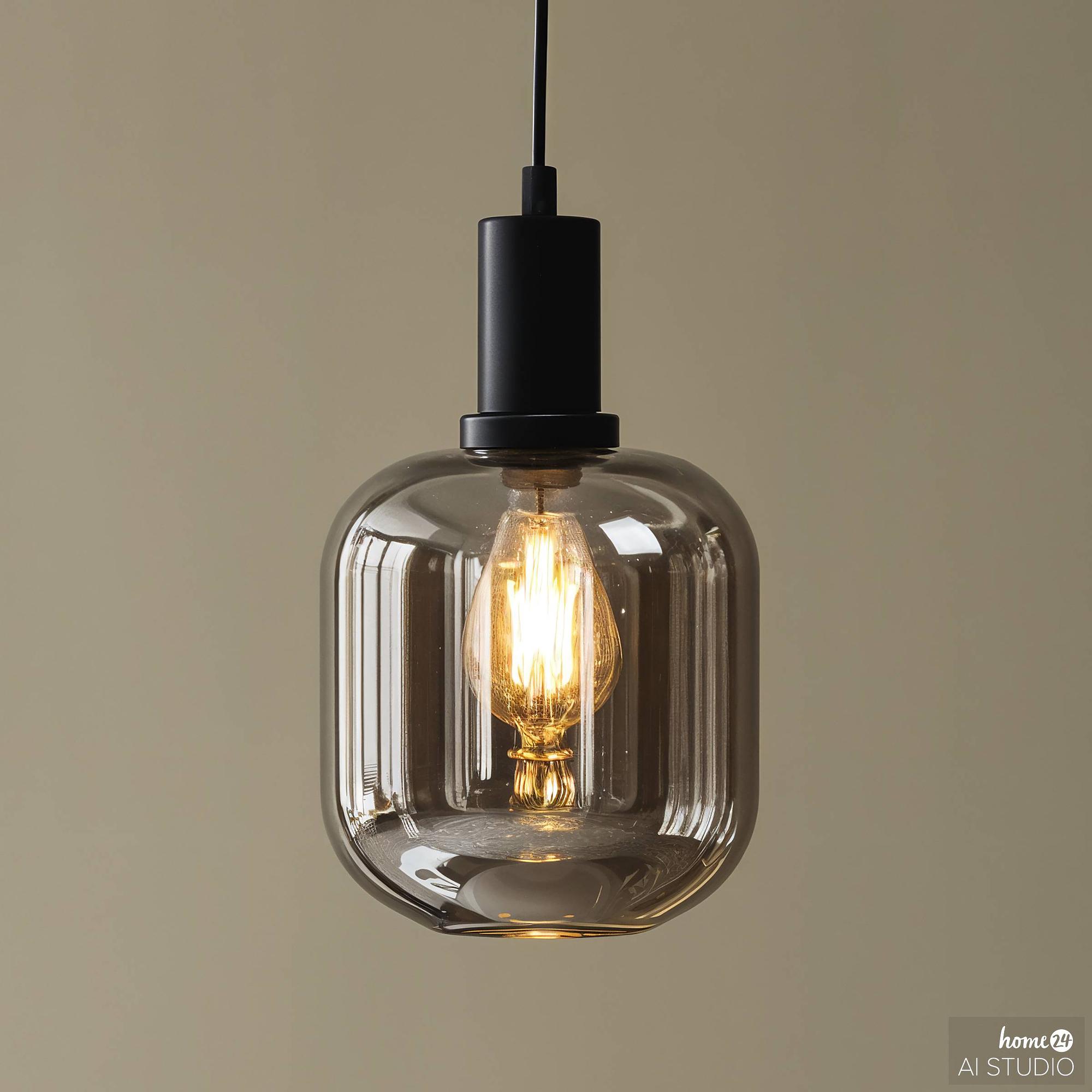 MOME Pendelleuchte 1-flammig Rauchglas Schwarz 0