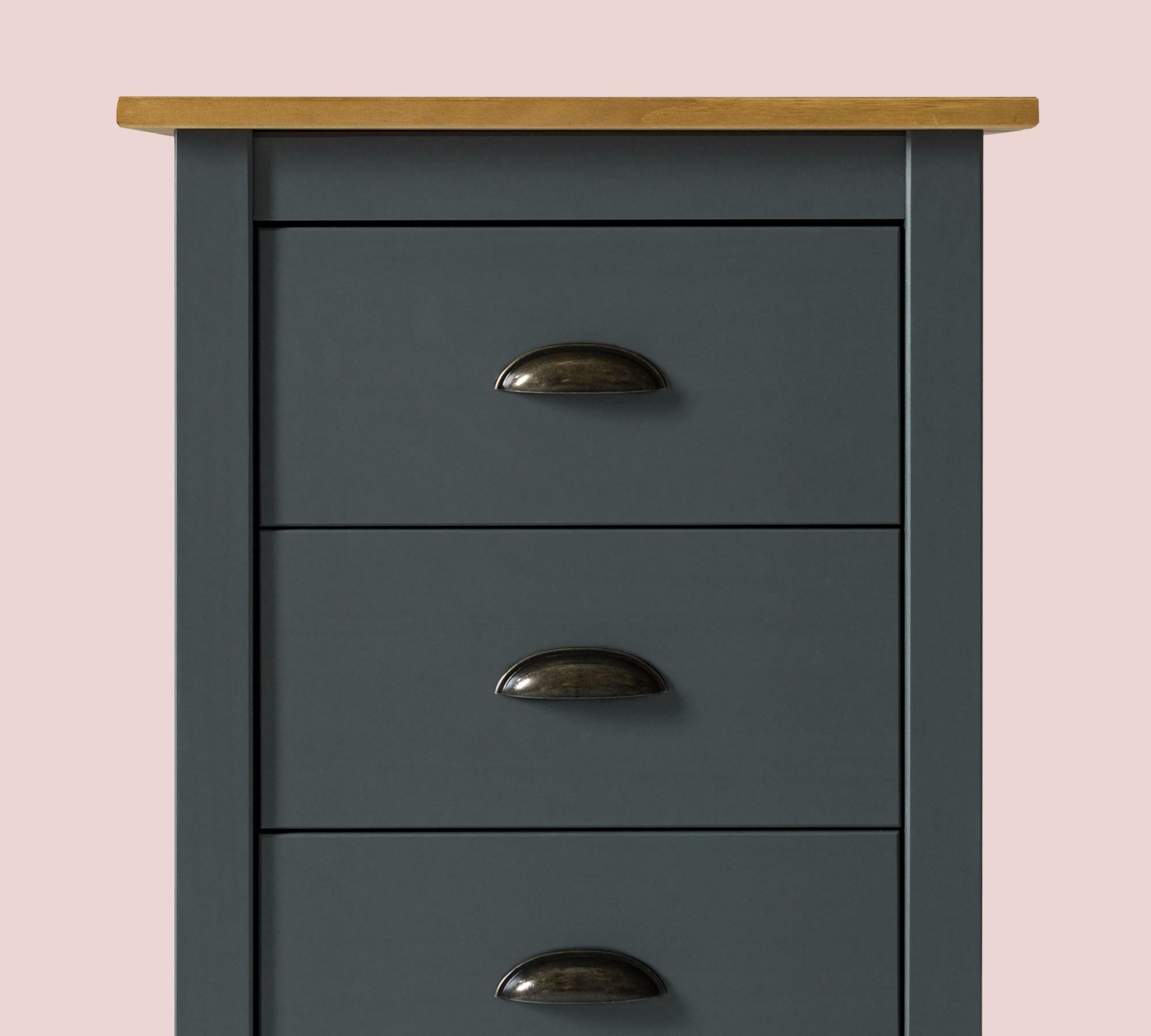 Kommode mit 4 Schubladen Massivholz Anthrazit 5