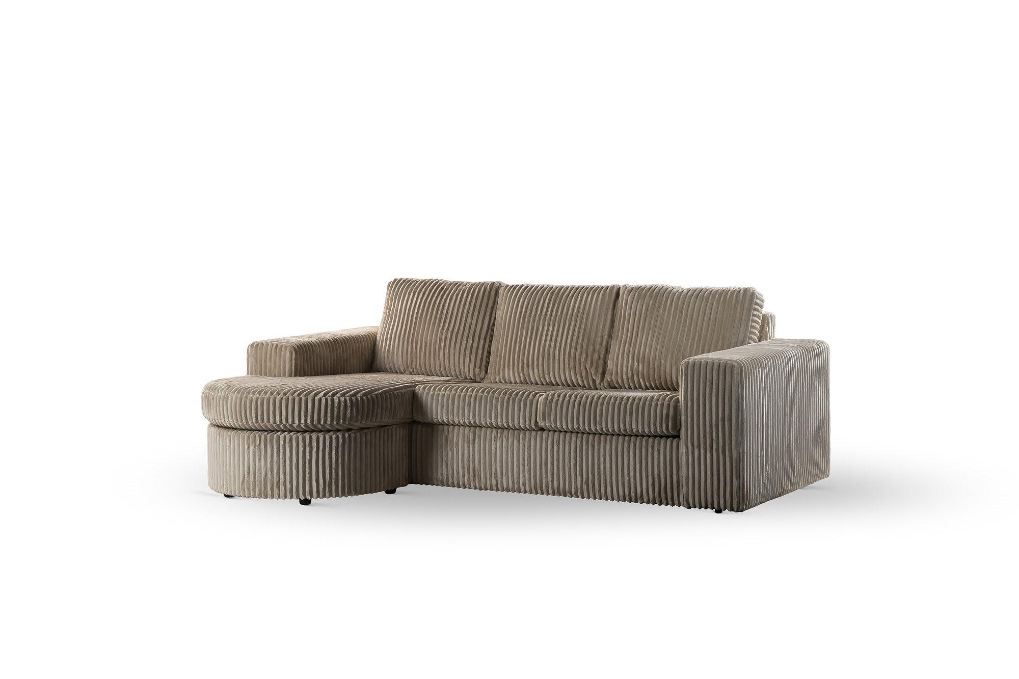 Sofa 3-Seater Chaiselongue Left Right Beige 7