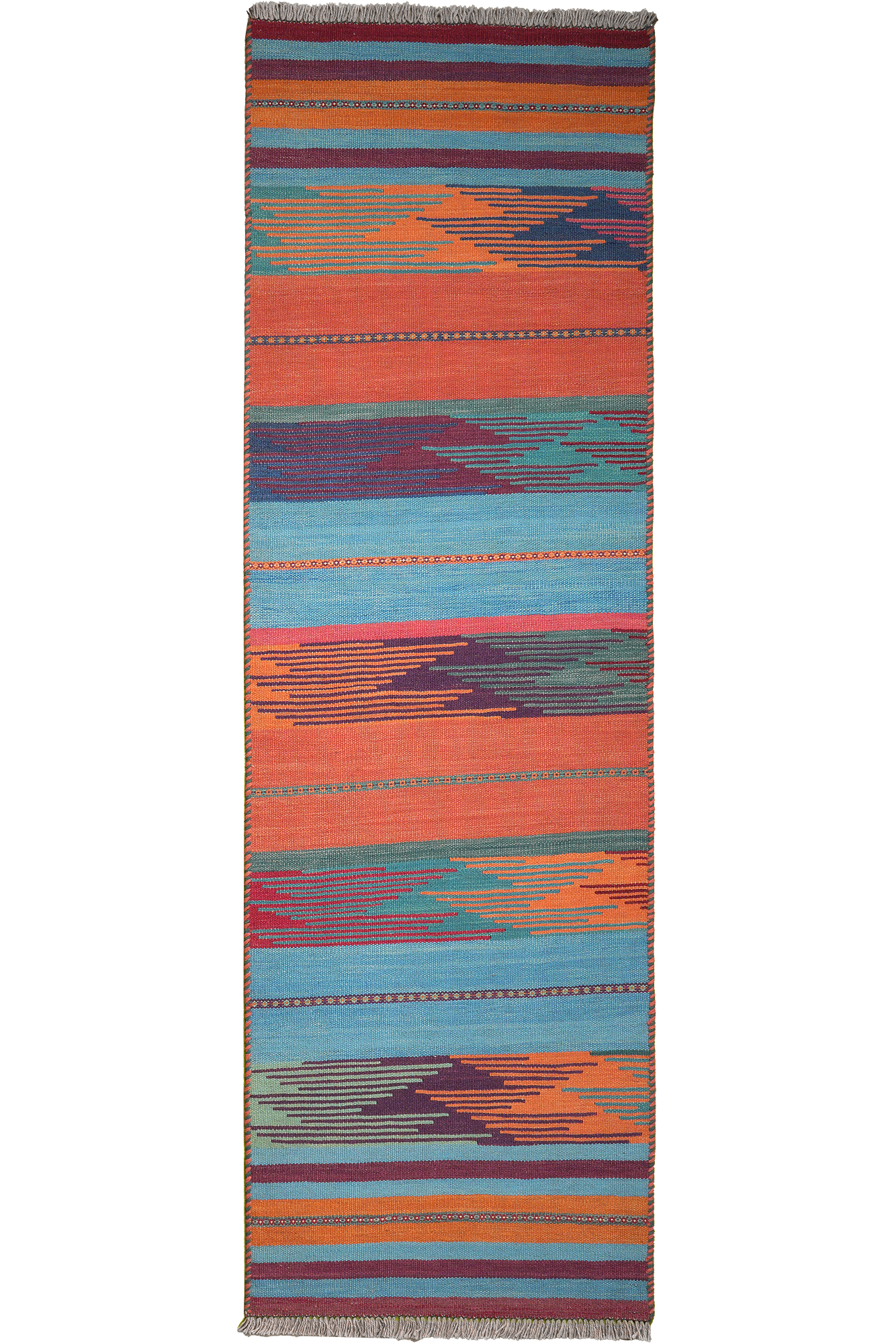 Kilim Gashgai Teppich Orange Blau 0