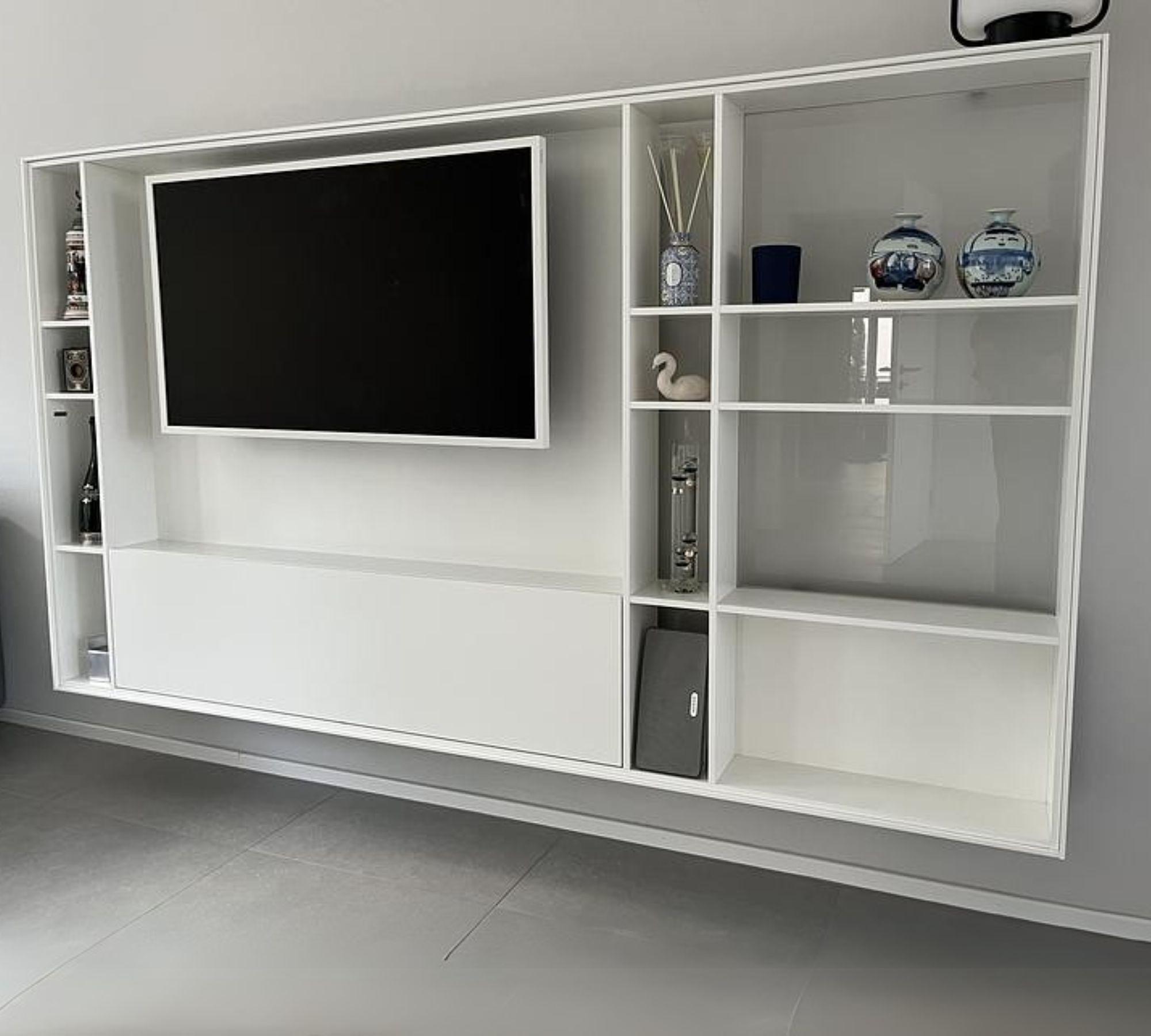 Bookless TV-Regal Holz Glas Weiß 0