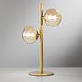 Table lamp Honey colored glass 2-light aluminum gold 0