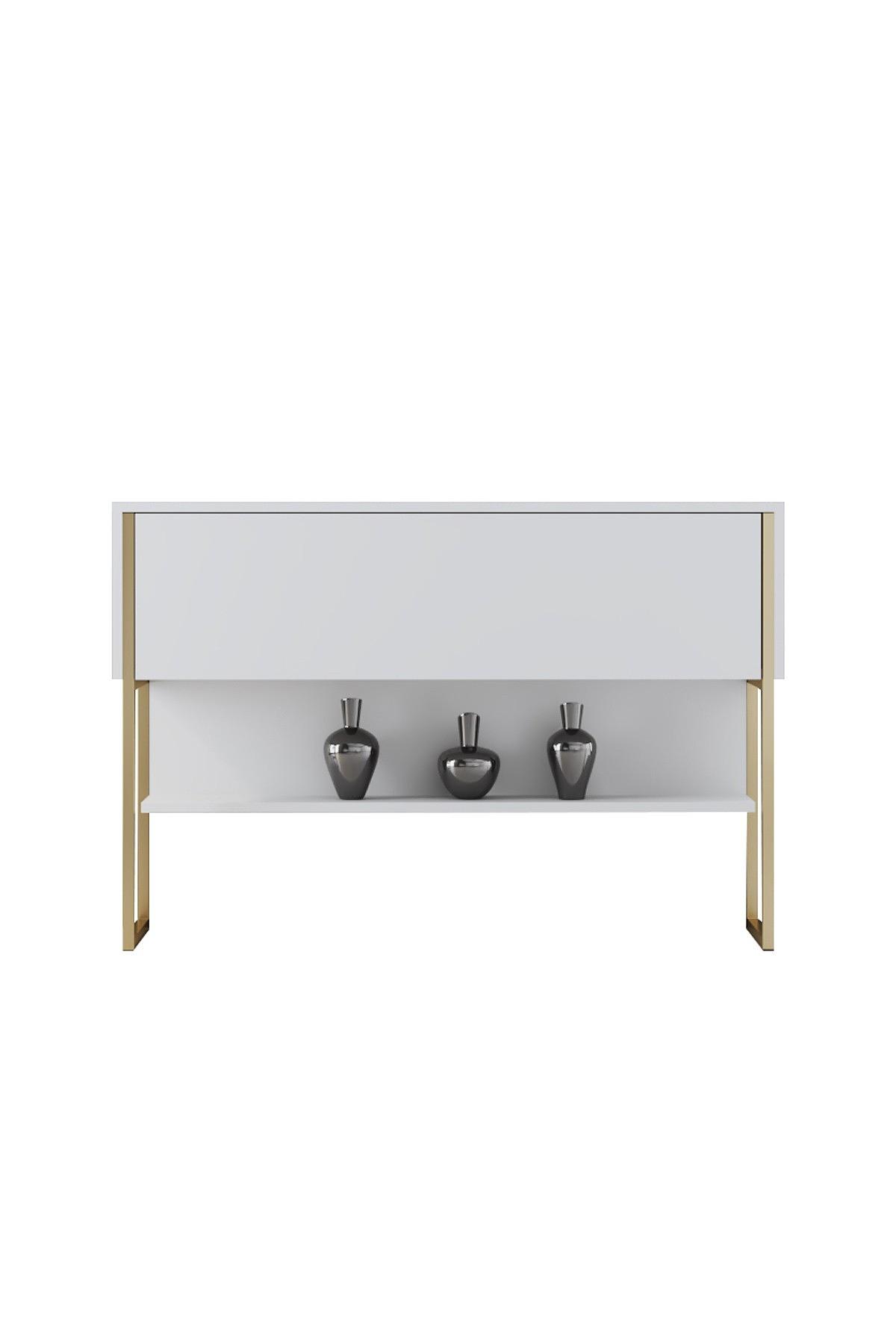 Luxe Sideboard Holzfurnier Gold Weiß 8