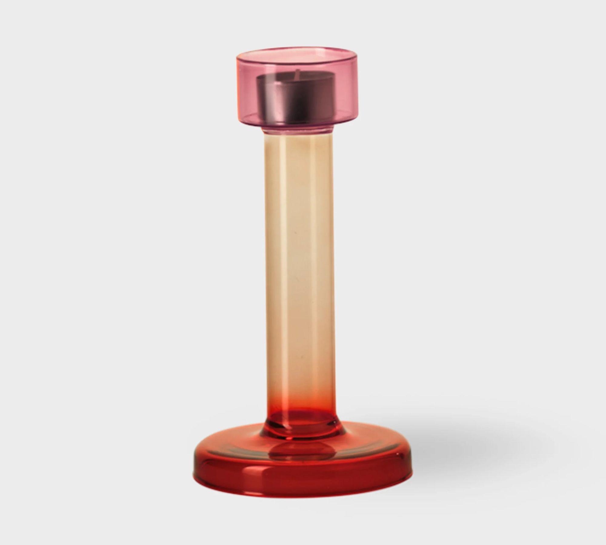 Bole Candle Holder Medium Glass Red 2