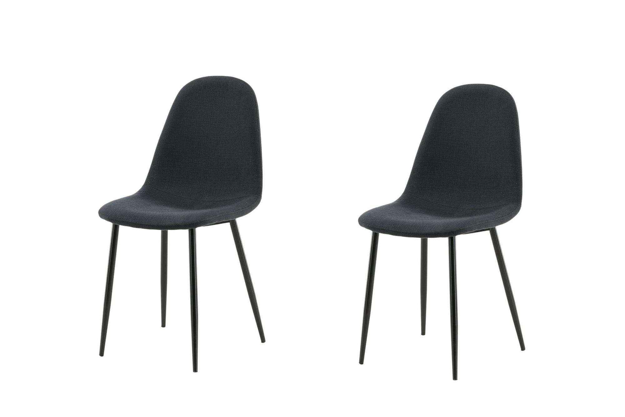 2x Polar Esszimmerstuhl-Set Schwarye Beine Stoff Schwarz 0