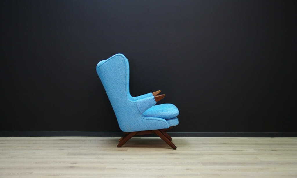 Vintage Armchair Teak Textile Blue 1960s 5