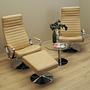 Sessel mit Hocker Leder Hellbraun 1970er Jahre 2