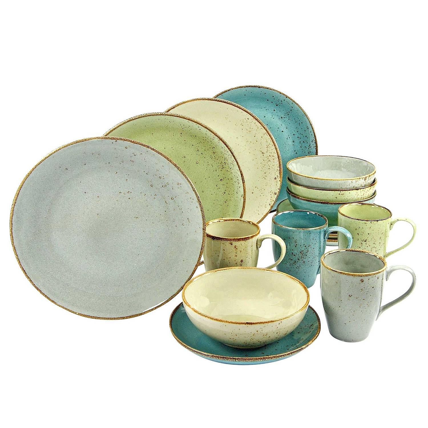 x16 Kombiservice NATURE Steinzeug Grün Türkis 1