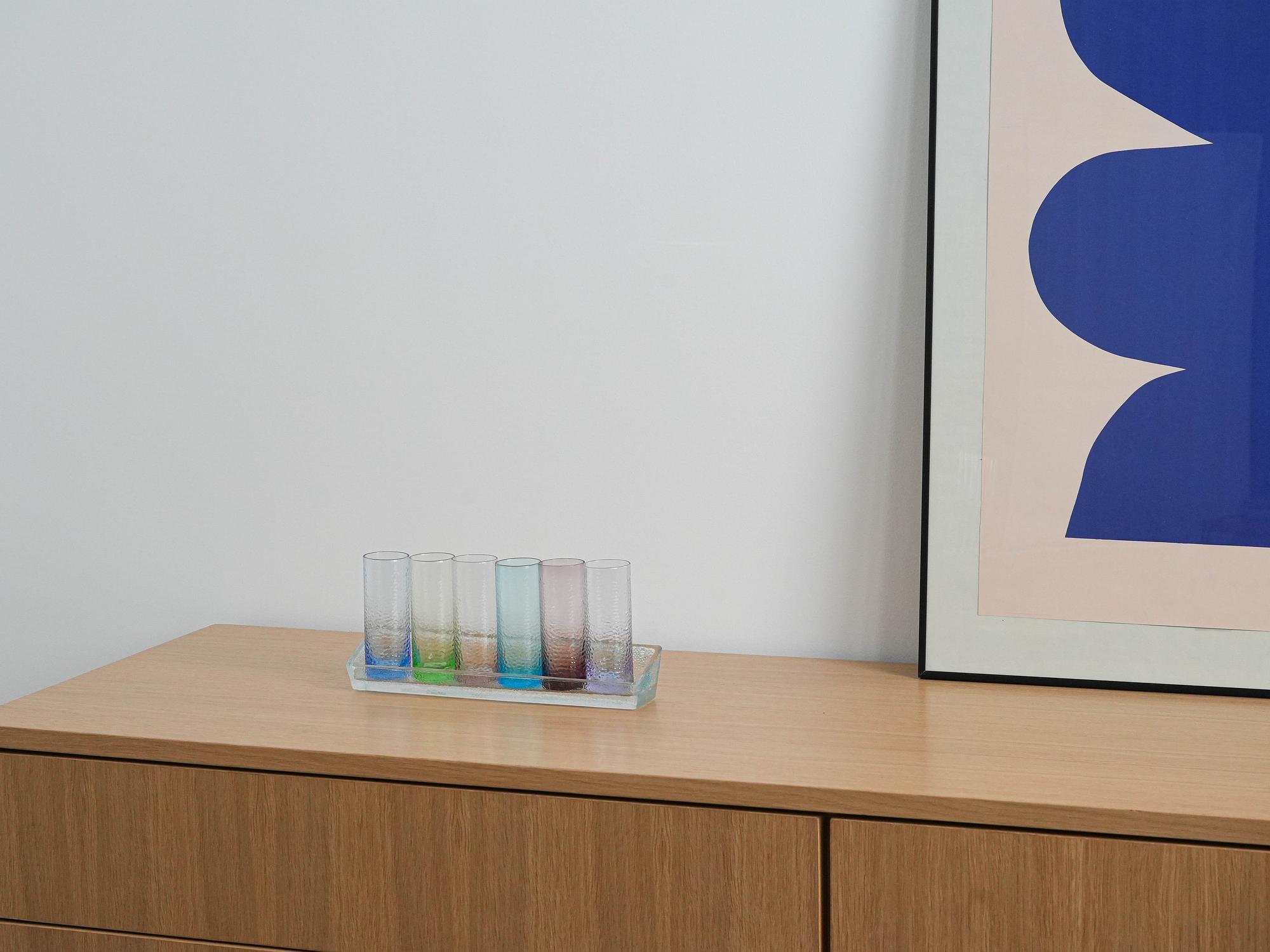 Glass set with tray multicolored 1970s 1
