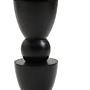 Walsa Circle Column-Detail Side Table Mango Wood Black 5
