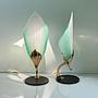 2x Vintage Tischlampe Glas Messing 1980er Jahre 0