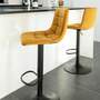 2x Barstuhl Stahl Stoff Senfgelb 4