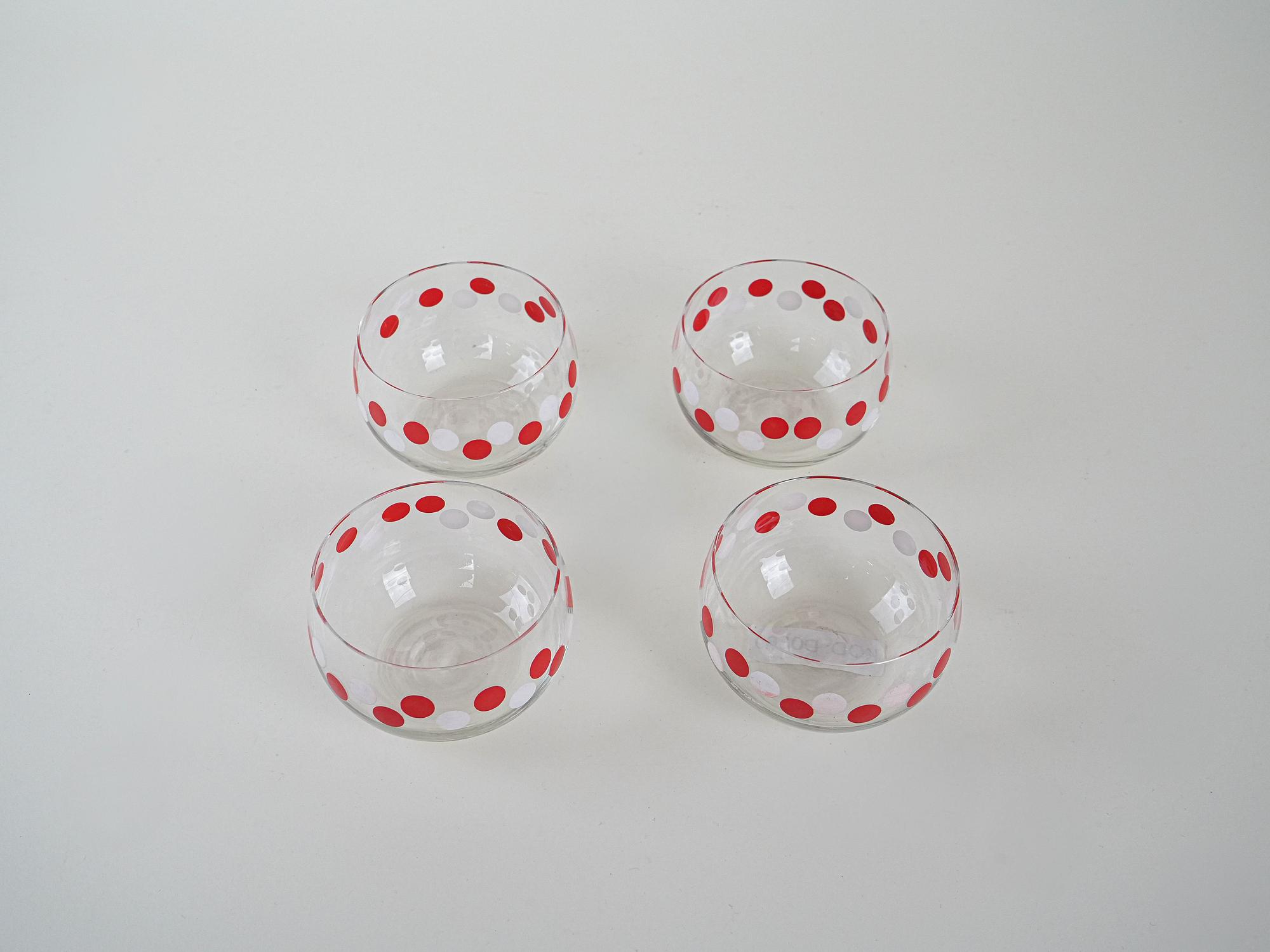 Glass Bowl Set Transparent 1980s 3